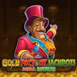 Gold Factory Jackpots Mega Moolah casino game by Aurum Signature Studios – featured logo at Winshark Casino