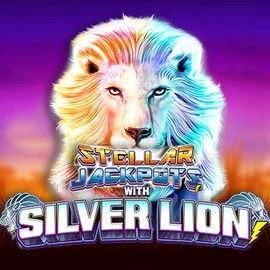 Stellar Jackpots with Silver Lion online game logo by Lightning Box Game on winsharkscasino.org